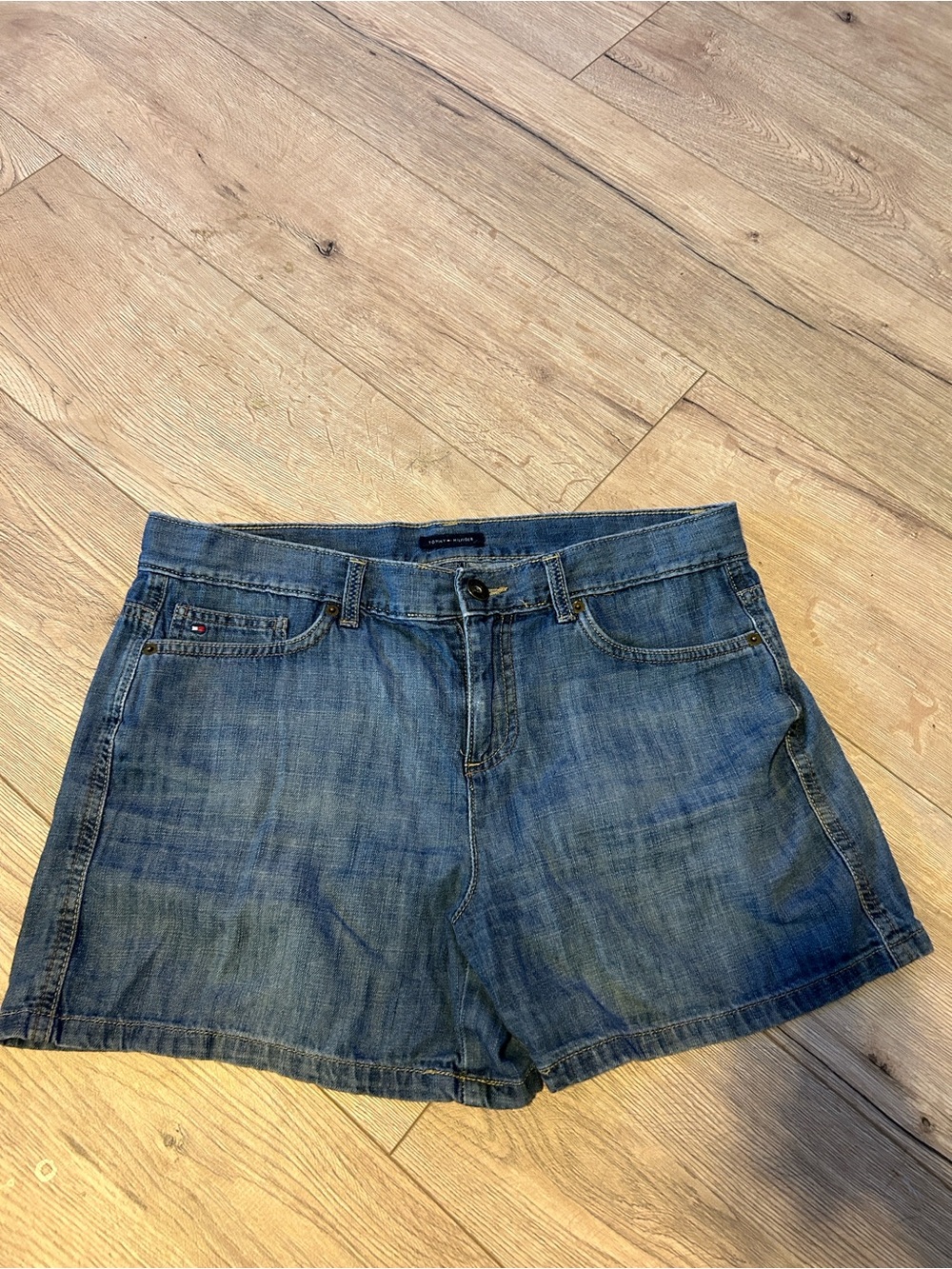 Tommy Hilfiger Medium Blue Denim Cutoff Shorts